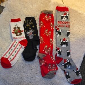 Festive Holiday Socks Set - Red, Black, Gray